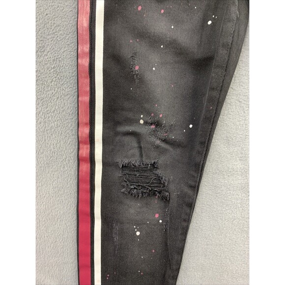 Reelistik NYC Denim Jeans Men's Size 32 Black Wash Racerstripe Paint Splash - Picture 9 of 16
